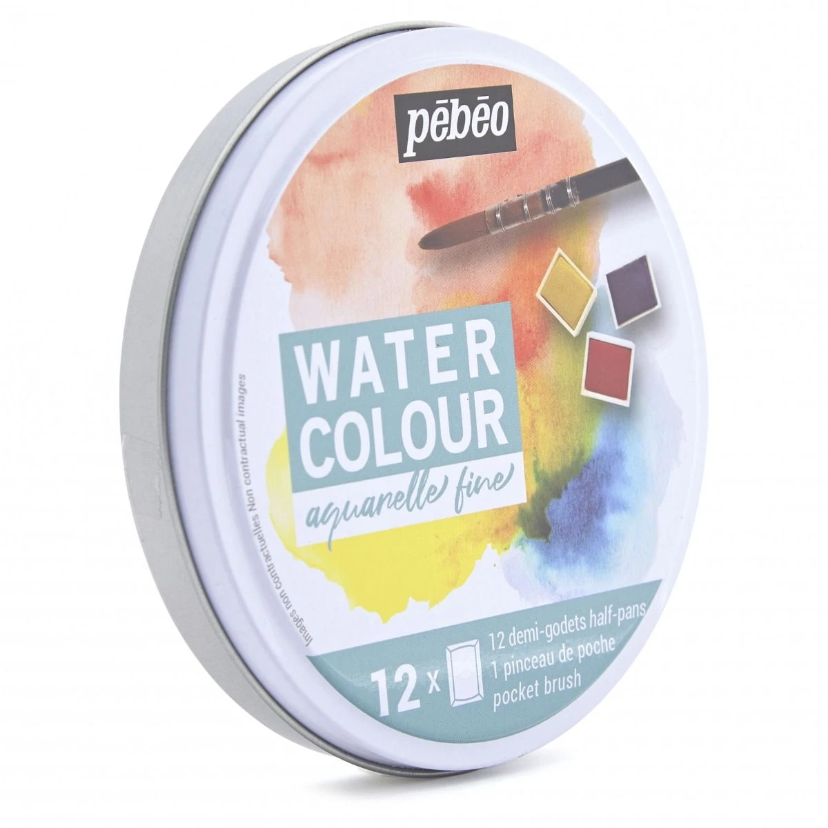 Pebeo Aquarelle Fine Watercolour 12 Half Pan Round Travel Tin 2 Pebeo Aquarelle Fine Watercolour 12 Half Pan Round Travel Tin - Image 2