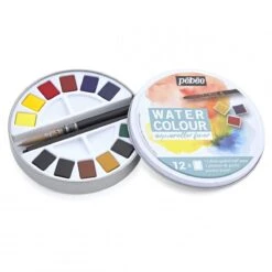Pebeo Aquarelle Fine Watercolour 12 Half Pan Round Travel Tin 8 Pebeo Aquarelle Fine Watercolour 12 Half Pan Round Travel Tin -Pencils Artists 1000817 b 1