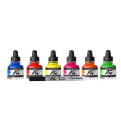 Daler-Rowney Daler Rowney FW Acrylic Ink Neon Set 6 X 29.5ml With Marker 7 Daler-Rowney Daler Rowney FW Acrylic Ink Neon Set 6 X 29.5ml With Marker -Pencils Artists 1001189 c c 1