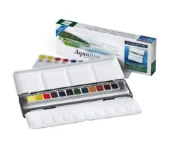 Daler-Rowney Daler Rowney Aquafine Watercolour Metal Box 12 Half Pan Set