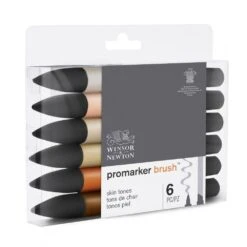 Winsor & Newton Promarker Brush 6 Skin Tones Set -Pencils Artists 2001014 box b