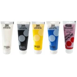 Pebeo Studio Gouache Paint Primary Set 5 X 100ml -Pencils Artists 2001066 a