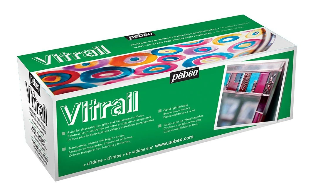 Pebeo Vitrail Glass Paint Assorted 10 X 45ml Box Set 2 Pebeo Vitrail Glass Paint Assorted 10 X 45ml Box Set - Image 2