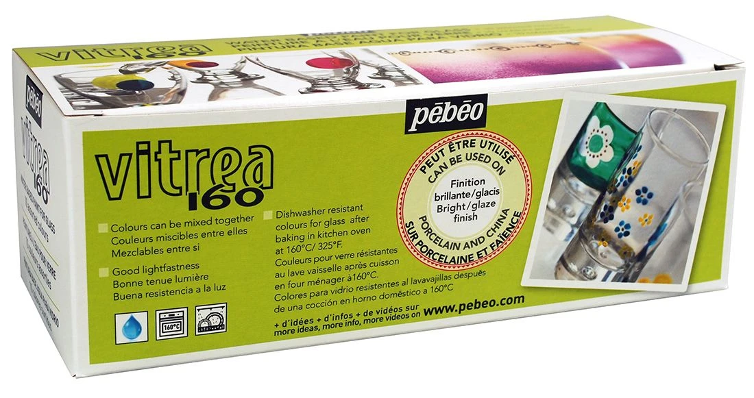 Pebeo Vitrea 160 Glass Paint Assorted 10 X 45ml Box Set 2 Pebeo Vitrea 160 Glass Paint Assorted 10 X 45ml Box Set - Image 2