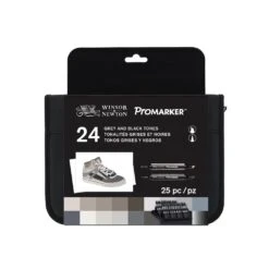 Winsor & Newton Promarker Grey And Black Tones Wallet 24 Set