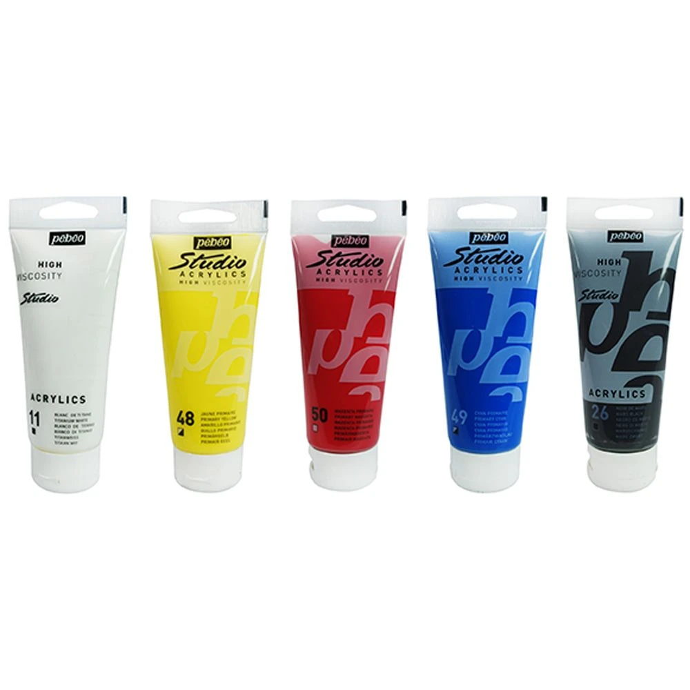 Pebeo High Viscosity Studio Acrylics 5 X 100ml Set 2 Pebeo High Viscosity Studio Acrylics 5 X 100ml Set - Image 2