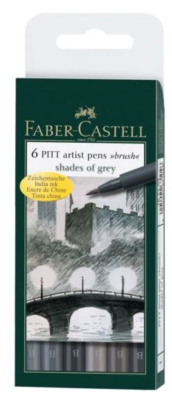 Faber-Castell Pitt Artist Brush Pens Shades Of Grey Set 6pc