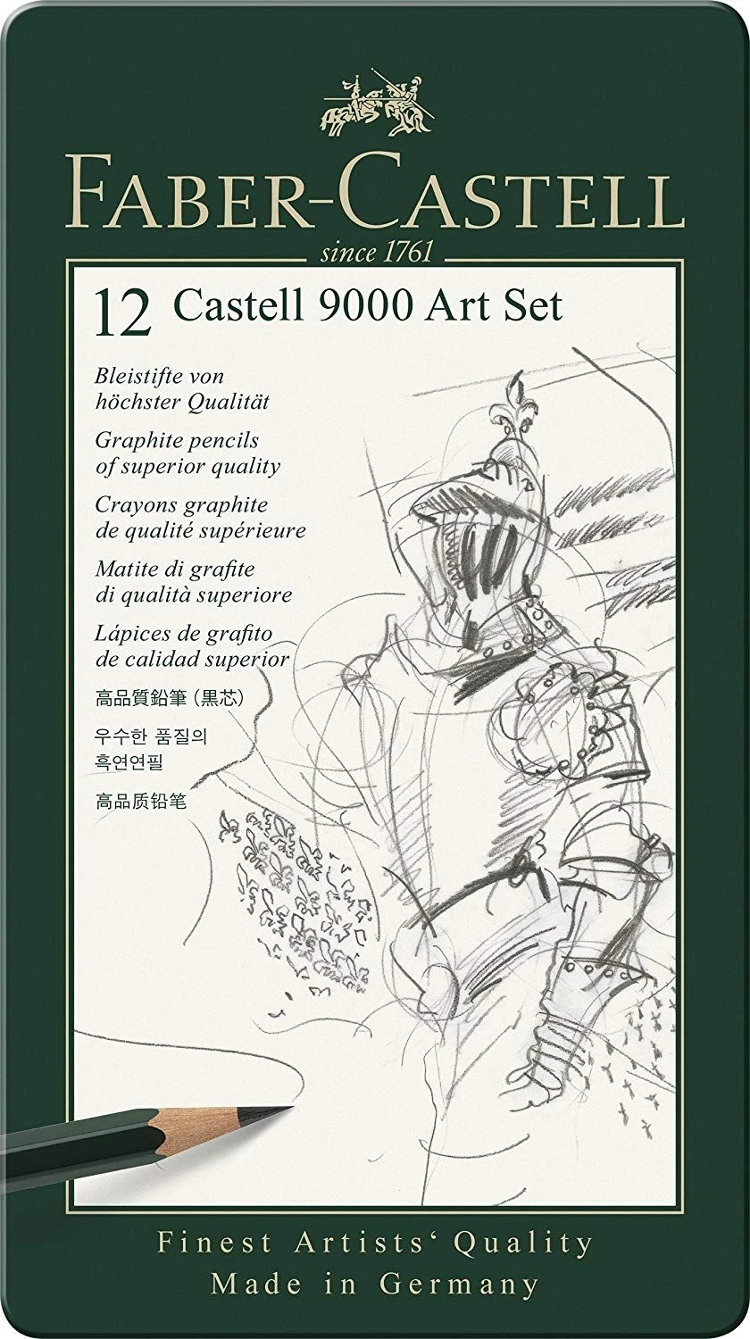 Faber-Castell Castell 9000 Series Graphite Pencil Tin 12pc 1 Faber-Castell Castell 9000 Series Graphite Pencil Tin 12pc