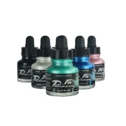 Daler-Rowney Daler Rowney FW Pearlescent Acrylic Ink Set 6 X 29.5ml With Marker -Pencils Artists 2001451 c b