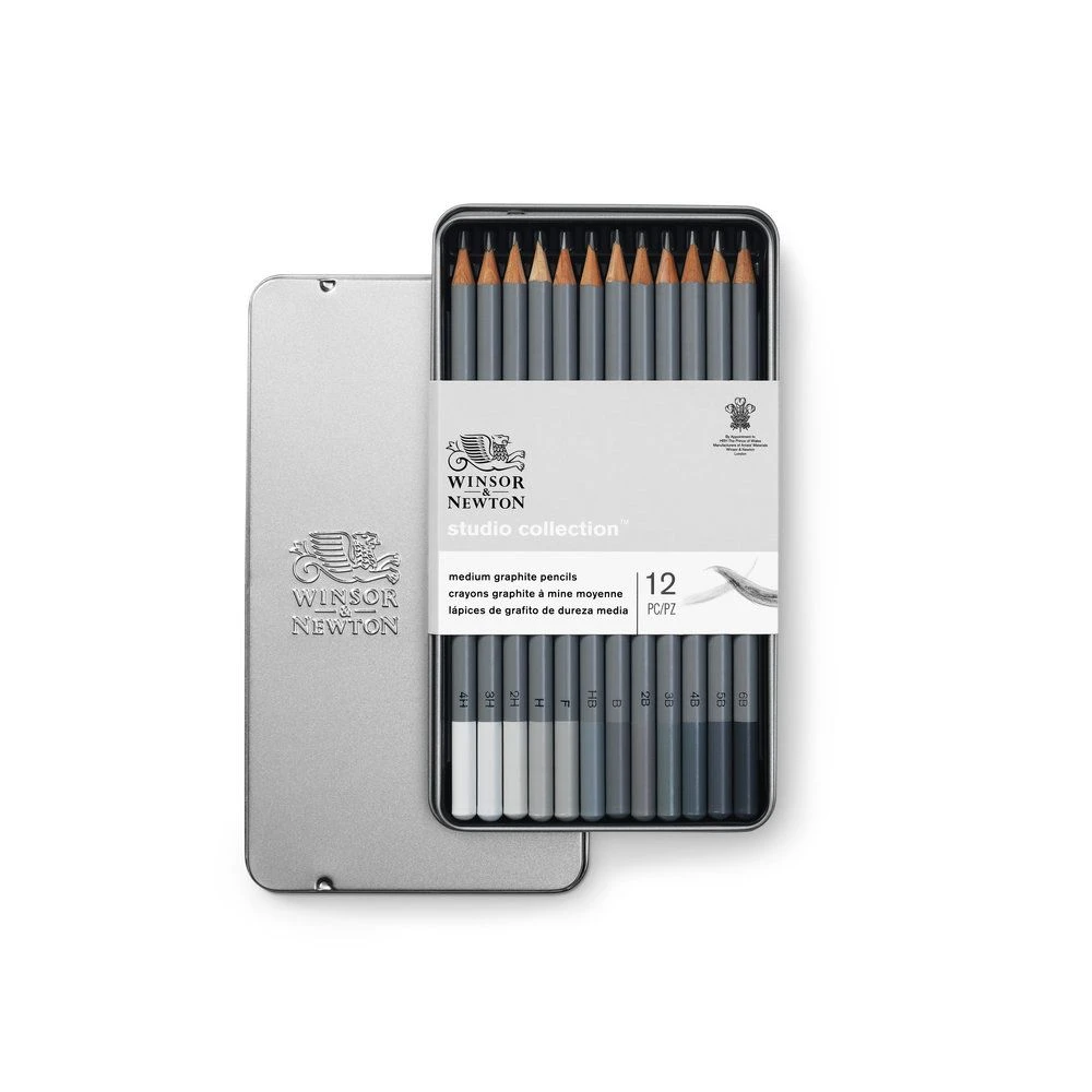 Winsor & Newton Studio Collection Graphite Pencils Medium 12pc Set 2 Winsor & Newton Studio Collection Graphite Pencils Medium 12pc Set - Image 2