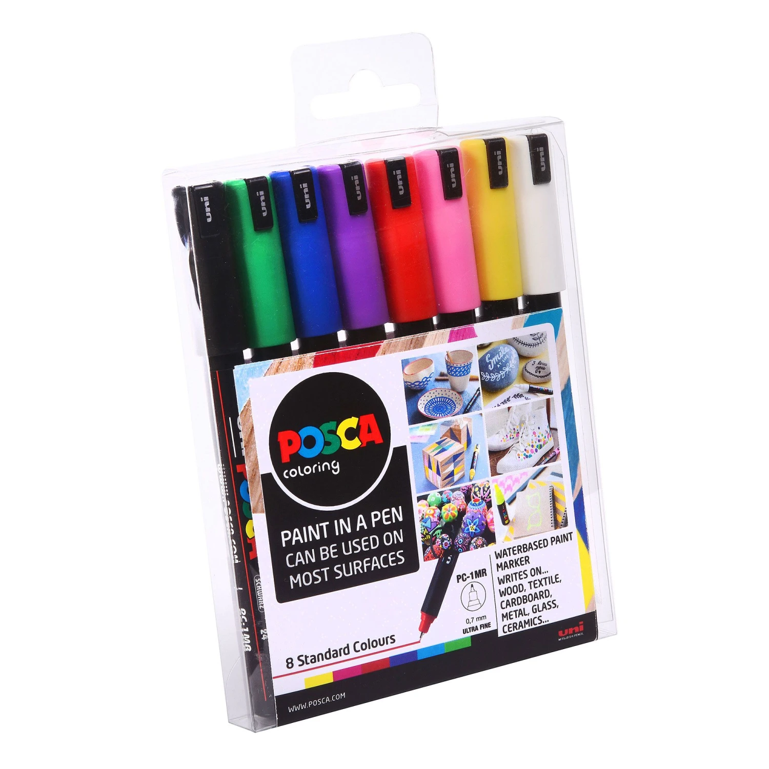 Uni POSCA Paint Markers PC-1MR Ultra-Fine Set Of 8 Standard Colours 2 Uni POSCA Paint Markers PC-1MR Ultra-Fine Set Of 8 Standard Colours - Image 2