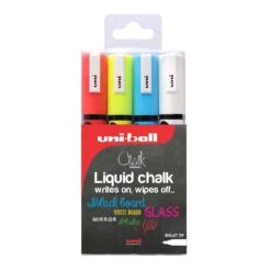 Uni-Ball PWE-5M Liquid Chalk Marker Set Of 4
