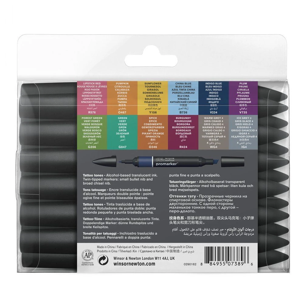 Winsor & Newton Promarker 12+1 Tattoo Tones Set 2 Winsor & Newton Promarker 12+1 Tattoo Tones Set - Image 2