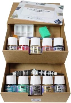 Pebeo Fantasy Moon Collection Set 10 X 45ml & Accessories -Pencils Artists 2001866 a