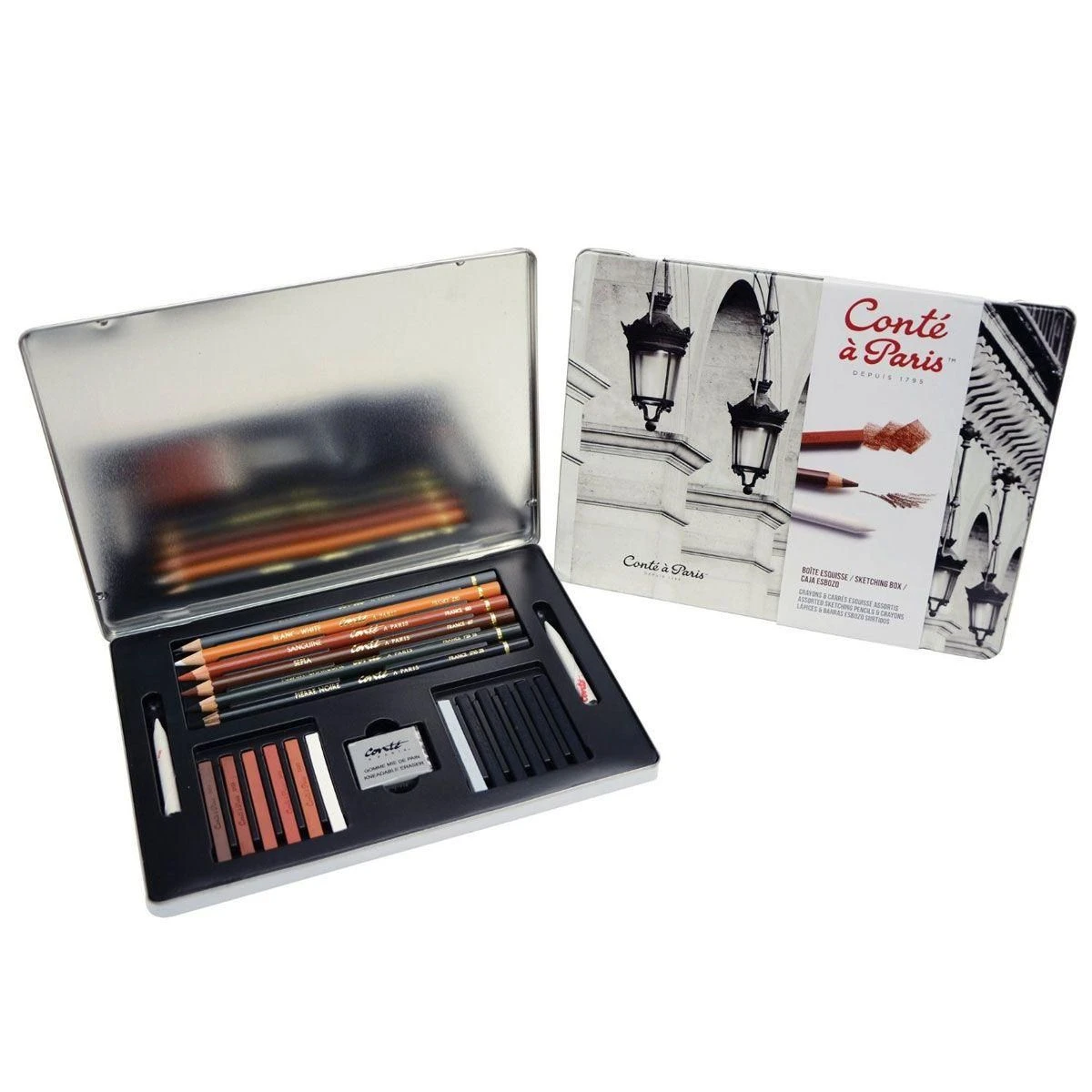 Conte A Paris Sketching Box Pencil & Carres Set 1 Conte A Paris Sketching Box Pencil & Carres Set