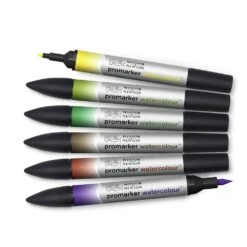 Winsor & Newton Promarker Watercolour Set Of 6 Foliage Tones -Pencils Artists 2002062 002 c