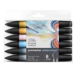 Winsor & Newton Promarker Watercolour Set Of 6 Skyscape Tones
