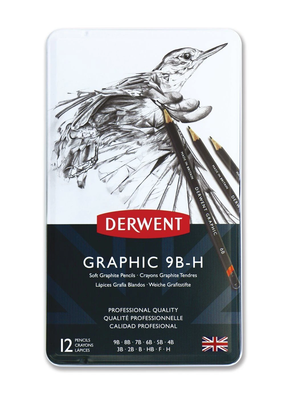 Derwent Graphic Pencils Soft 12 Tin (9B-H)