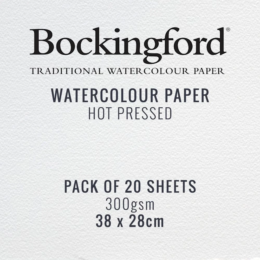 Bockingford Watercolour Paper 300gsm 28 X 38 Cm (Pack Of 20 Sheets) - Hot Pressed 1 Bockingford Watercolour Paper 300gsm 28 X 38 Cm (Pack Of 20 Sheets) - Hot Pressed
