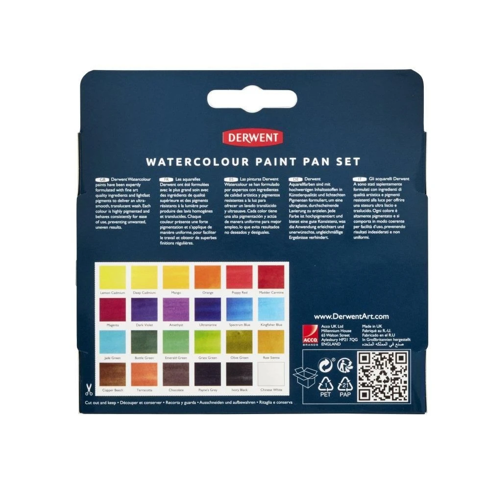 Derwent Watercolour Paint Pan Set 24 Colours
