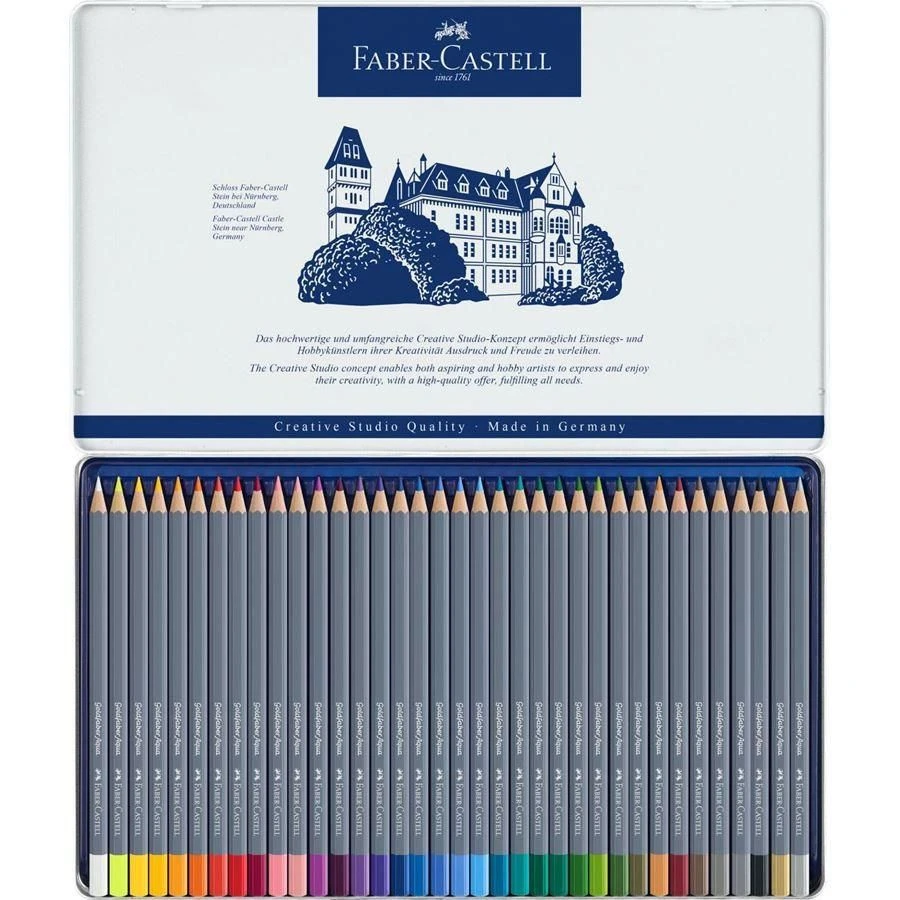 Faber-Castell Goldfaber Aqua Watercolour Pencil Tin 36pc 1 Faber-Castell Goldfaber Aqua Watercolour Pencil Tin 36pc