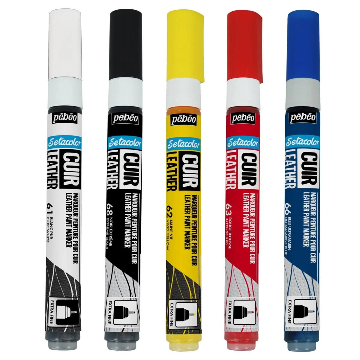 Pebeo Setacolor Leather Marker Primary Set 5pc 1 Pebeo Setacolor Leather Marker Primary Set 5pc