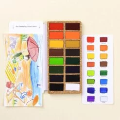 Viviva Watercolour Original 16 Colours Set On Cork Palette