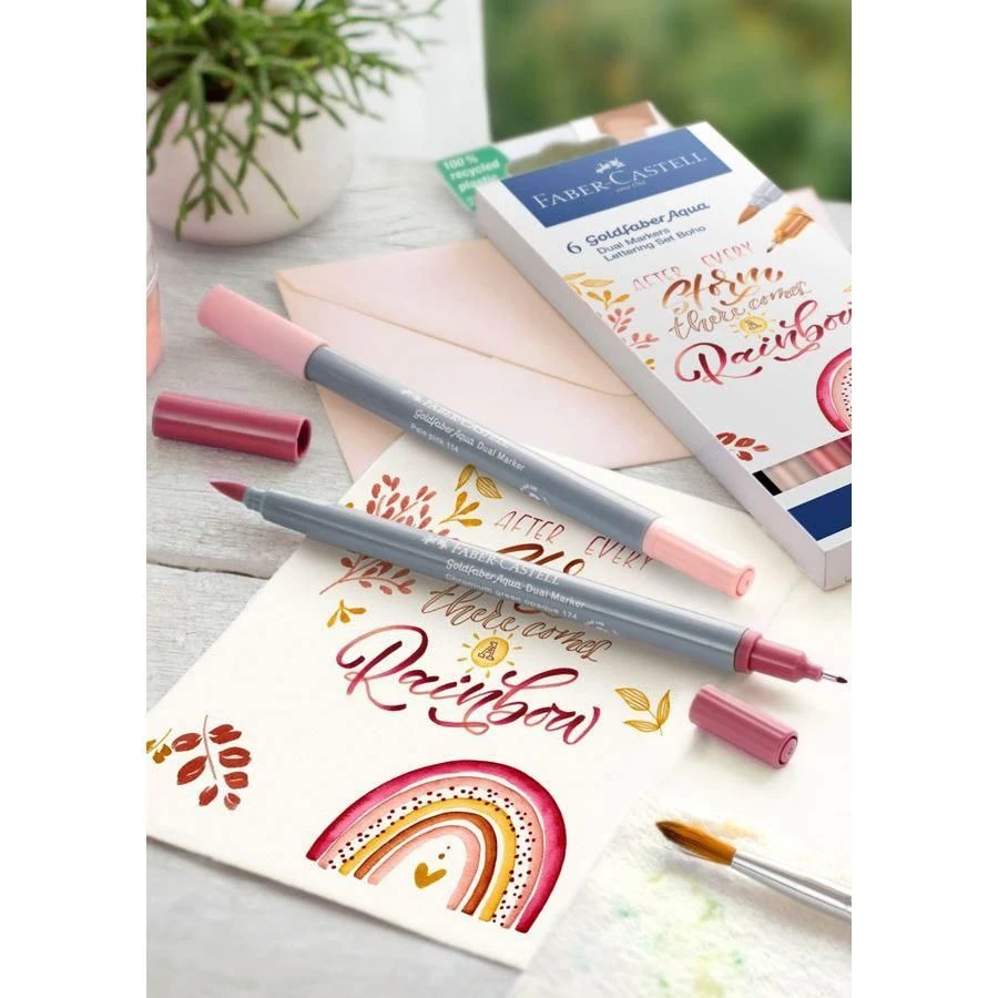 Faber-Castell Goldfaber Aqua Dual Marker Boho Lettering Set 6pc 4 Faber-Castell Goldfaber Aqua Dual Marker Boho Lettering Set 6pc - Image 4