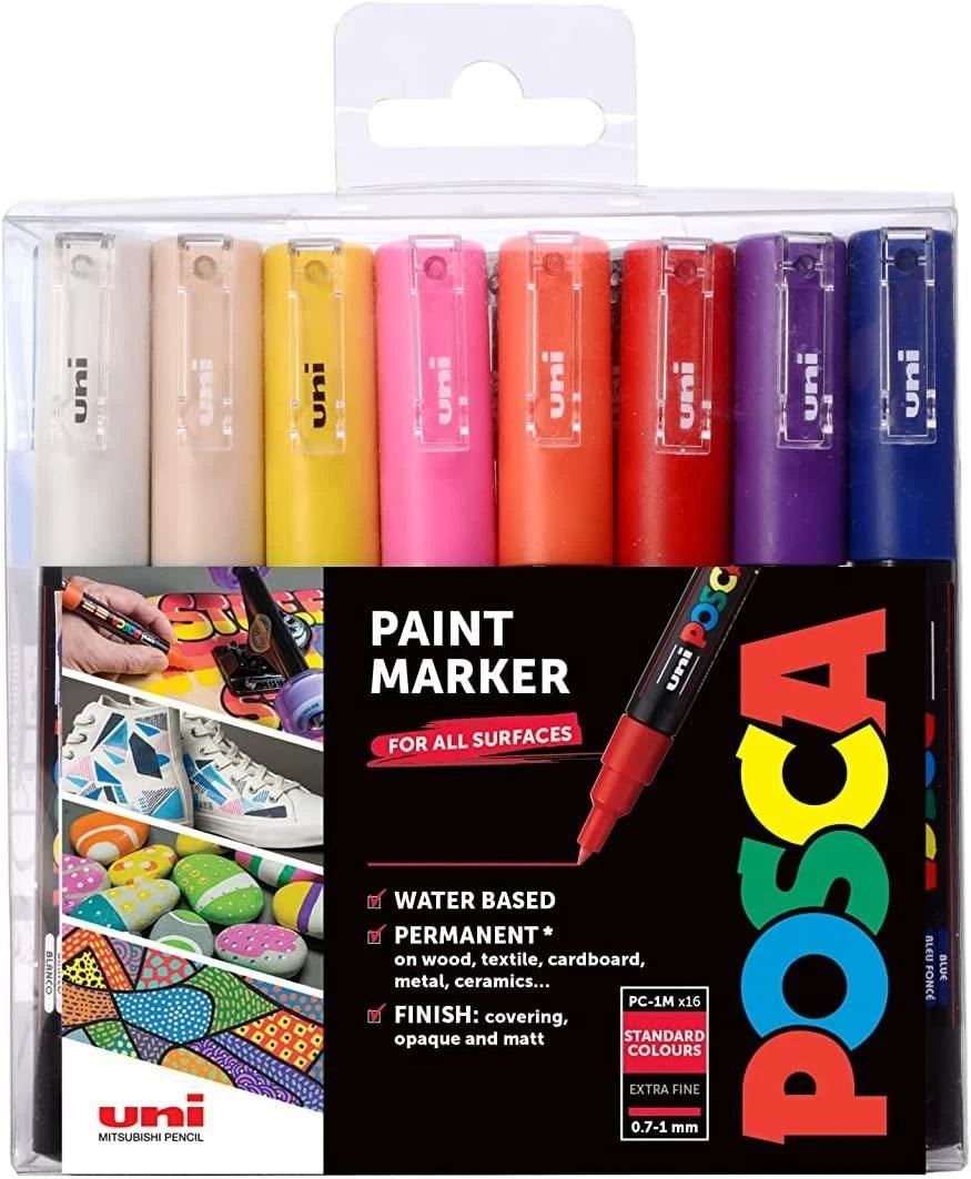 Uni POSCA PC-1M Markers Standard Colours Set Of 16 2 Uni POSCA PC-1M Markers Standard Colours Set Of 16 - Image 2