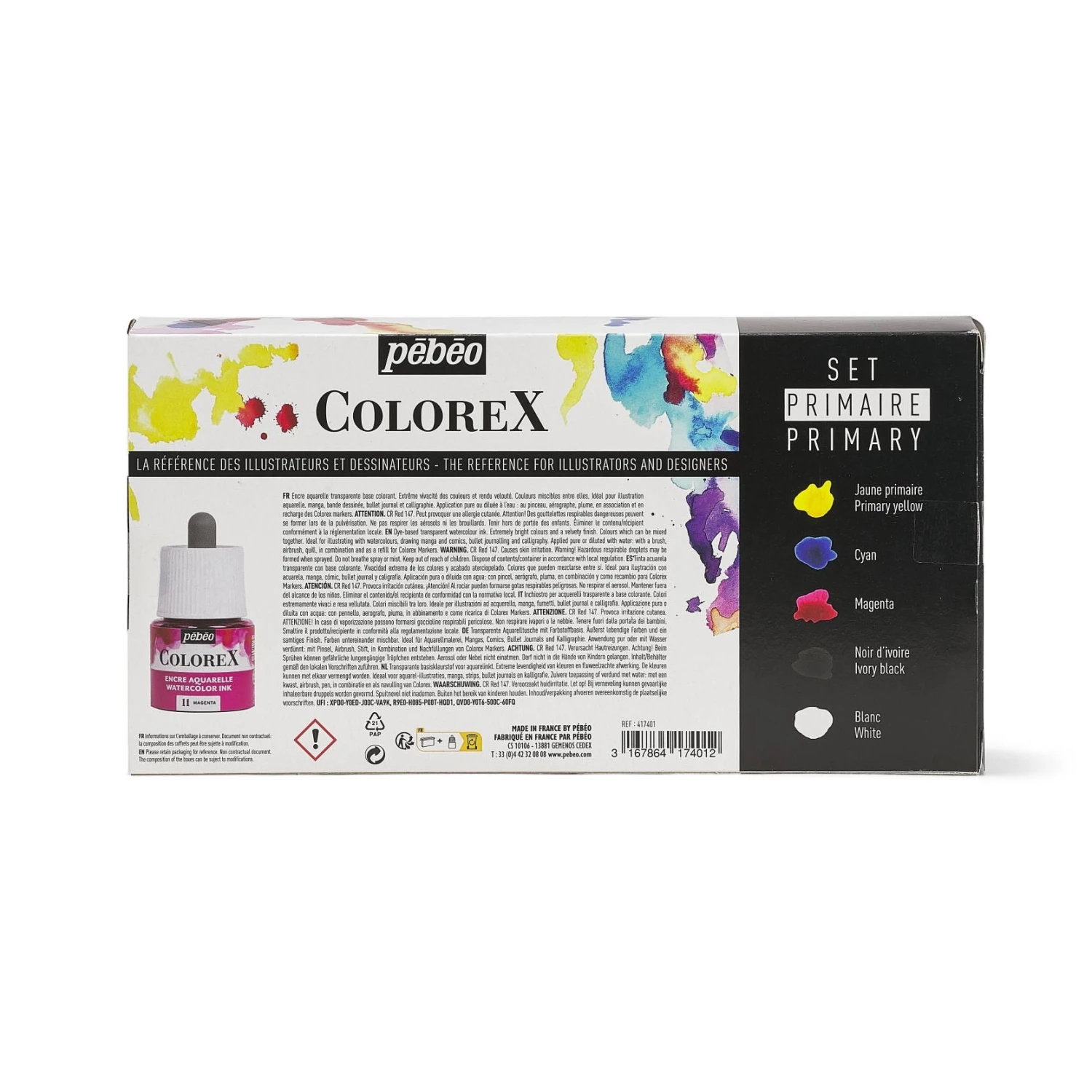 Pebeo Colorex Watercolour Ink Primary Set 5 X 45ml 1 Pebeo Colorex Watercolour Ink Primary Set 5 X 45ml