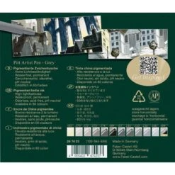 Faber-Castell Pitt Artist Pens Grey Tones Set Plastic Case 12pc