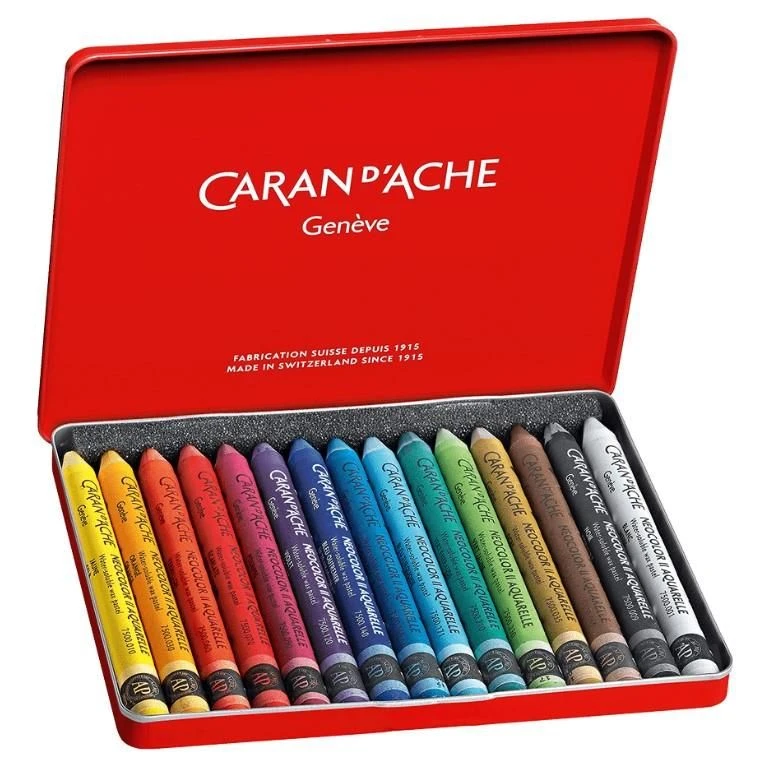 Caran D'Ache Neocolor II Aquarelle Water-Soluble Wax Pastel Set Of 15 1 Caran D'Ache Neocolor II Aquarelle Water-Soluble Wax Pastel Set Of 15