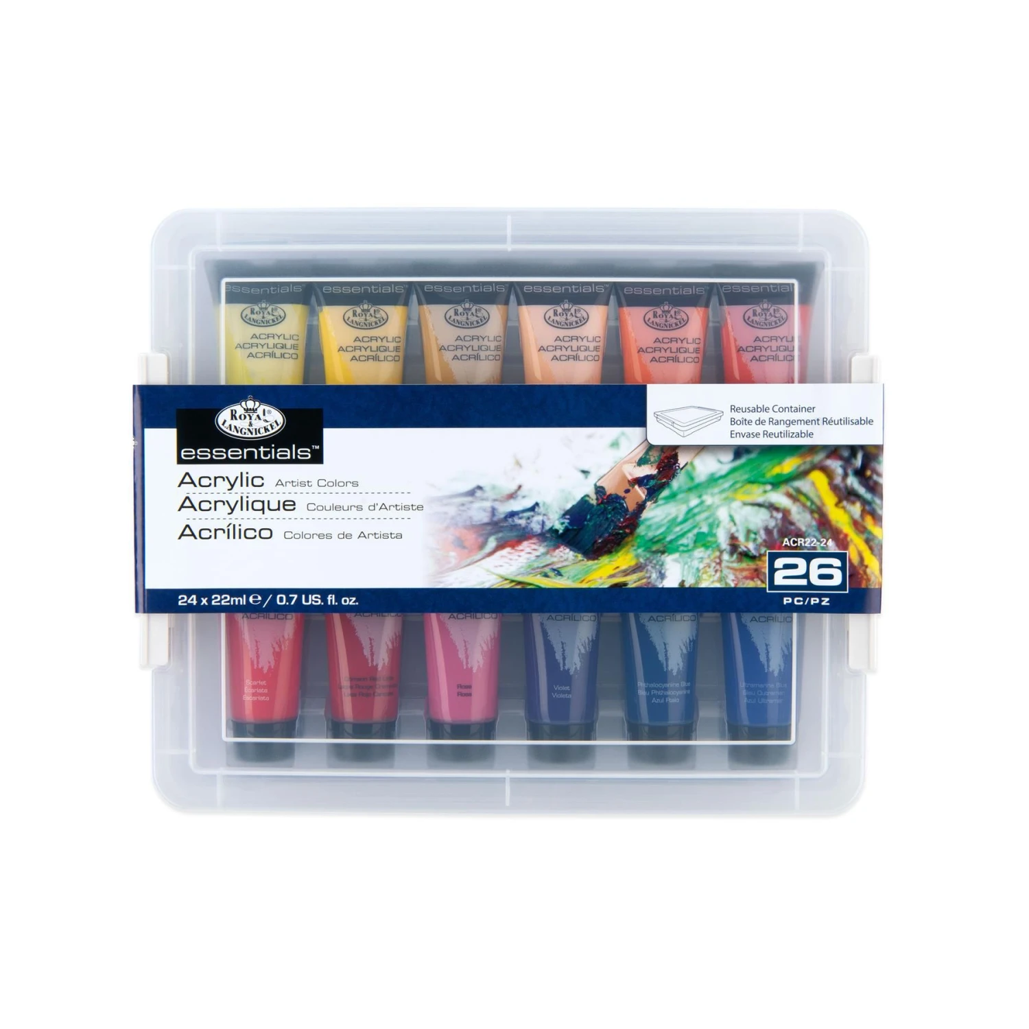 Royal & Langnickel Acrylic Paint Set 24 X 22ml In Reusable Case 1 Royal & Langnickel Acrylic Paint Set 24 X 22ml In Reusable Case