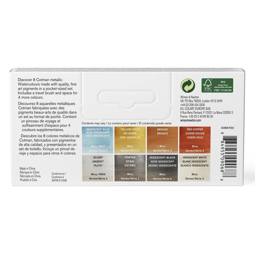 Winsor & Newton Cotman Watercolour Metallic 8pc Half Pan Pocket Set 3 Winsor & Newton Cotman Watercolour Metallic 8pc Half Pan Pocket Set - Image 3