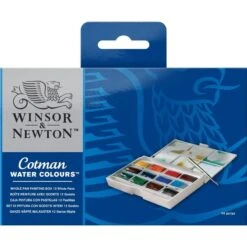 Winsor & Newton Cotman Watercolour Whole Pan Painting Box 12PC Set