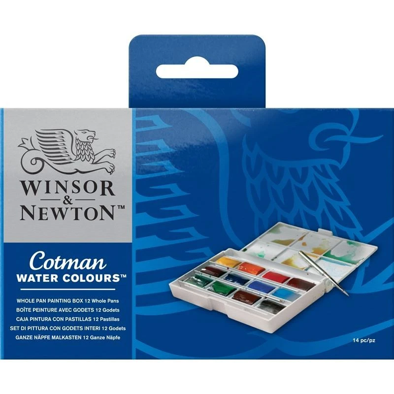 Winsor & Newton Cotman Watercolour Whole Pan Painting Box 12PC Set 1 Winsor & Newton Cotman Watercolour Whole Pan Painting Box 12PC Set
