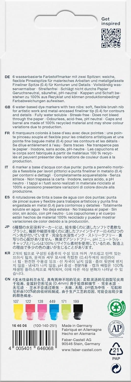 Faber-Castell Goldfaber Aqua Dual Marker Set 6pc 1 Faber-Castell Goldfaber Aqua Dual Marker Set 6pc