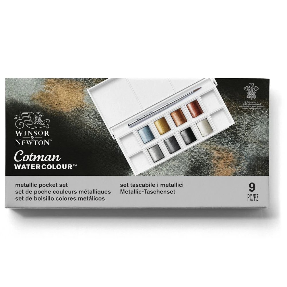 Winsor & Newton Cotman Watercolour Metallic 8pc Half Pan Pocket Set 1 Winsor & Newton Cotman Watercolour Metallic 8pc Half Pan Pocket Set