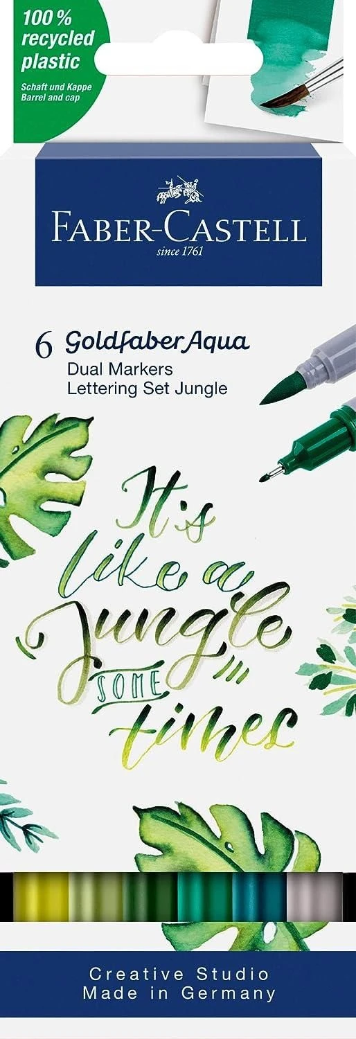 Faber-Castell Goldfaber Aqua Dual Marker Jungle Lettering Set 6pc 2 Faber-Castell Goldfaber Aqua Dual Marker Jungle Lettering Set 6pc - Image 2