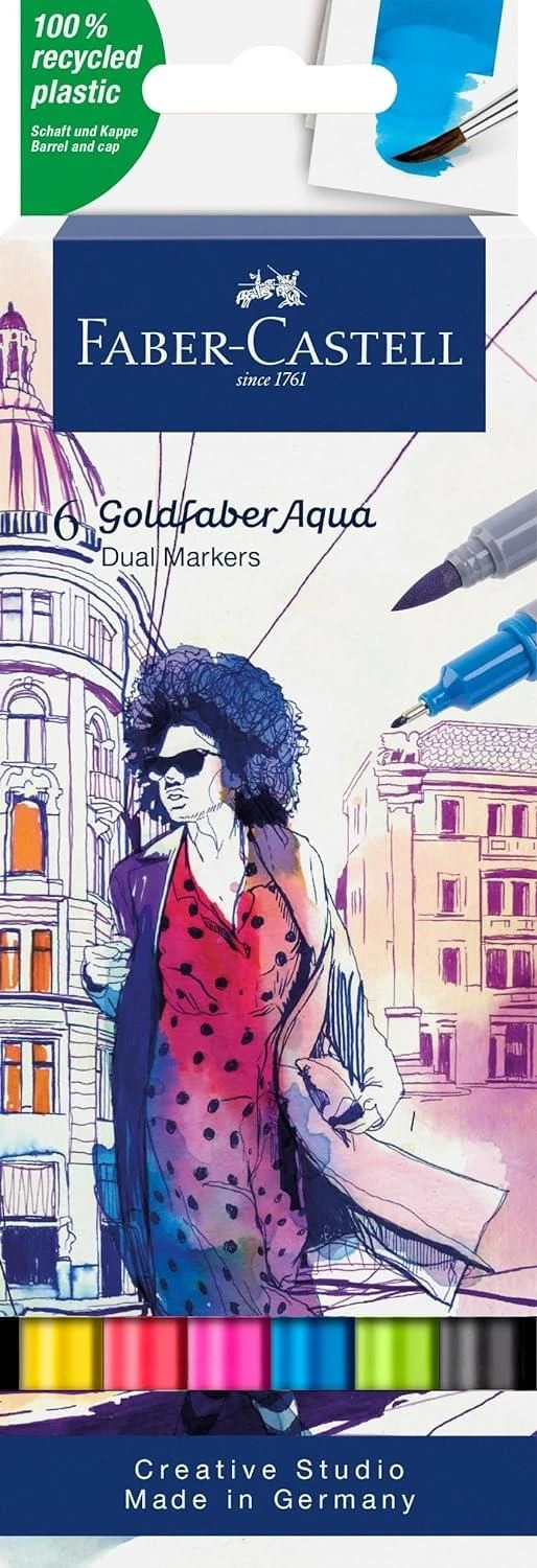 Faber-Castell Goldfaber Aqua Dual Marker Set 6pc 2 Faber-Castell Goldfaber Aqua Dual Marker Set 6pc - Image 2