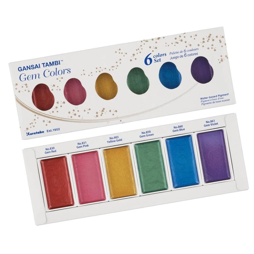 Kuretake Gansai Tambi Watercolour Gem Colours Set Of 6 2 Kuretake Gansai Tambi Watercolour Gem Colours Set Of 6 - Image 2