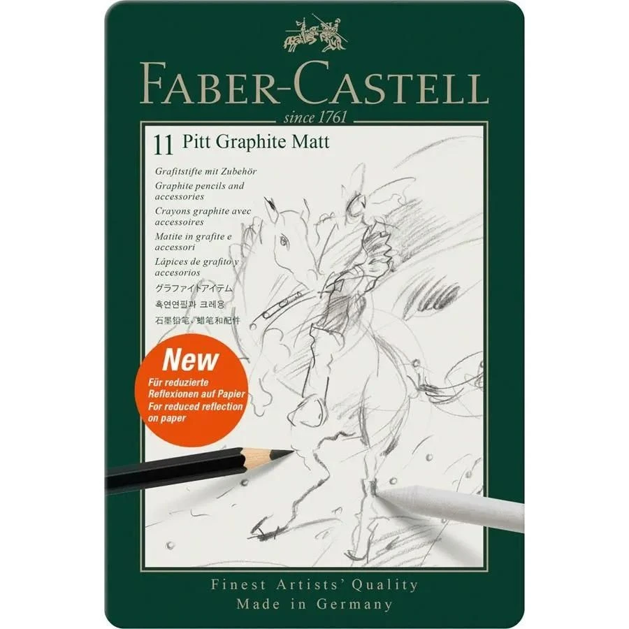 Faber-Castell Pitt Graphite Matt Pencils & Accessories Tin 11pc 2 Faber-Castell Pitt Graphite Matt Pencils & Accessories Tin 11pc - Image 2